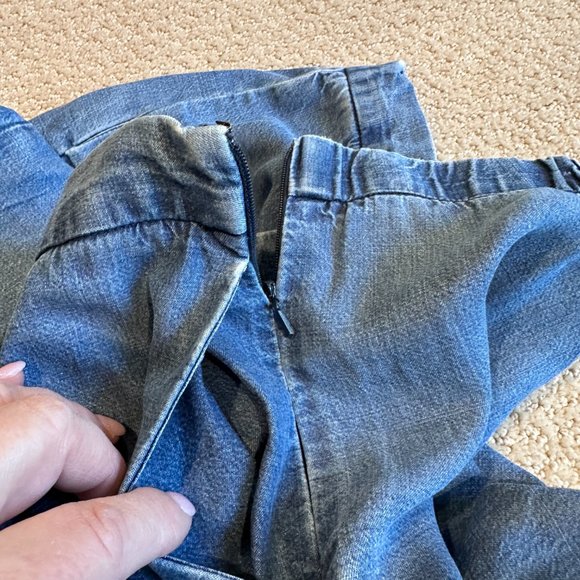 J McLaughlin Pant Chambray Wide Leg Crop Lyocell Linen Boho Coastal Grandma Sz 4 - Picture 3 of 11